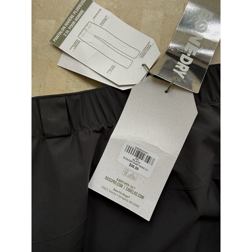 Ascend Rainy River 2.5L Pants Black 4X Men's Bass Pro Bone Dry Performance NWT - Picture 8 of 9